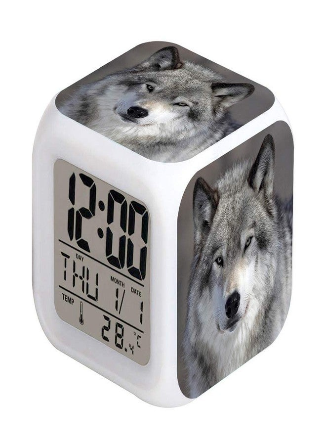 Cointone Led Alarm Clock Wolf Design Creative Desk Table Clock Glowing Electronic Colorful Digital Alarm Clock for Unisex Adults Kids Toy Birthday Present - Image 2